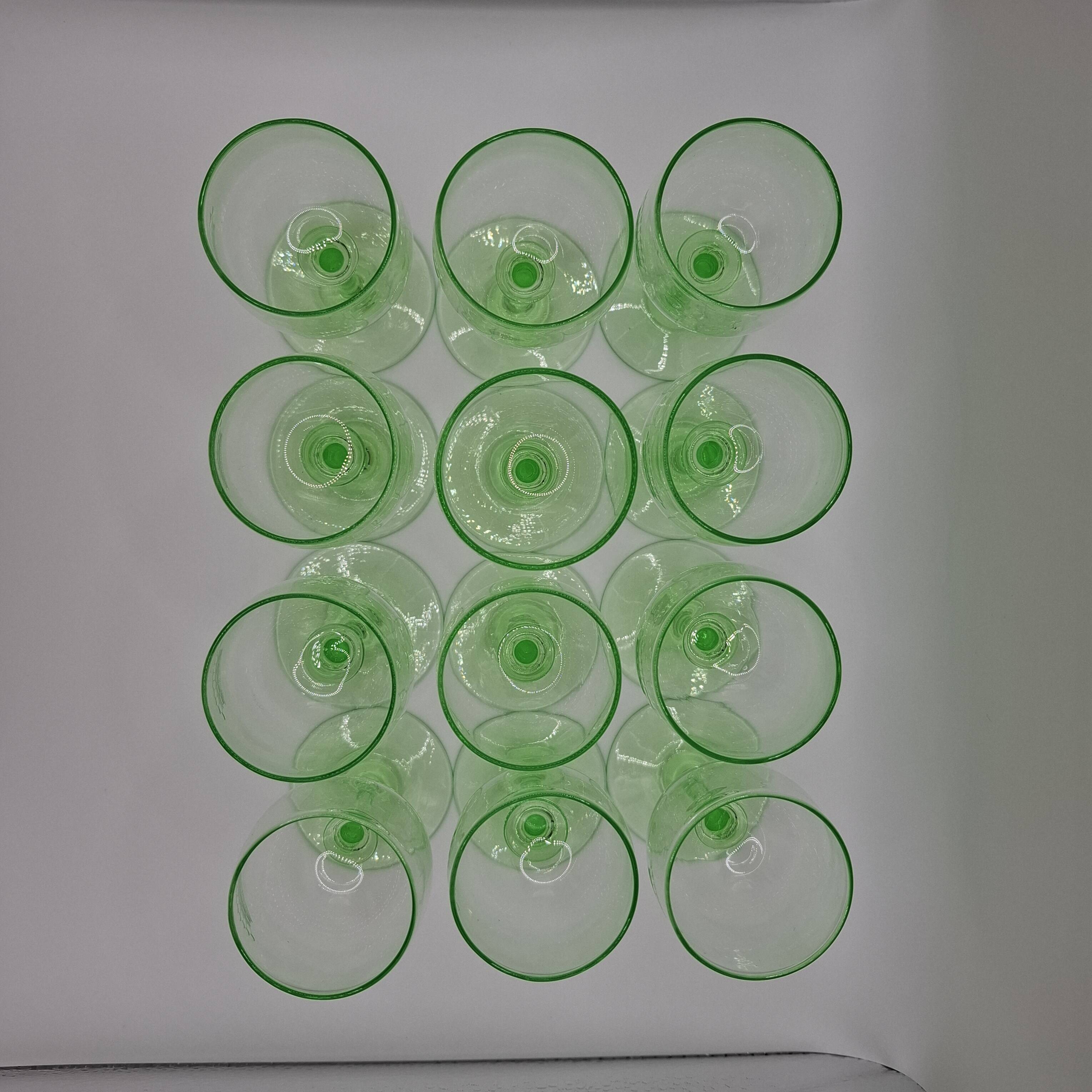 12 uraline crystal stemmed glasses