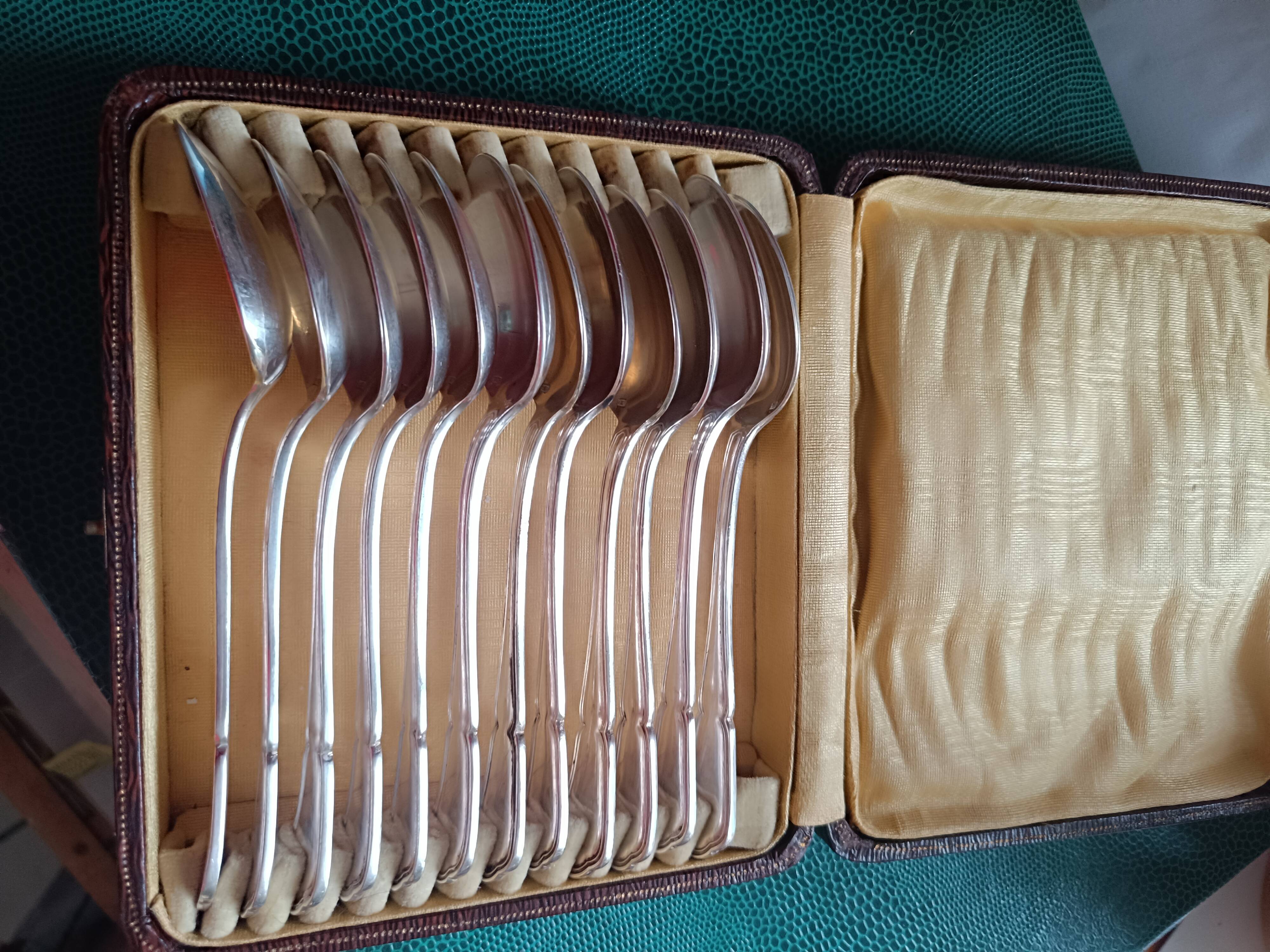 12 Coffee spoon in silver metal. Art Deco.