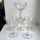 Set of 6 small champagne glasses in crystal engraved 50s