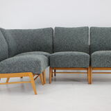 1970s  modular sofa or chairs in beech wood and Kirgby fabric, Czechoslovakia