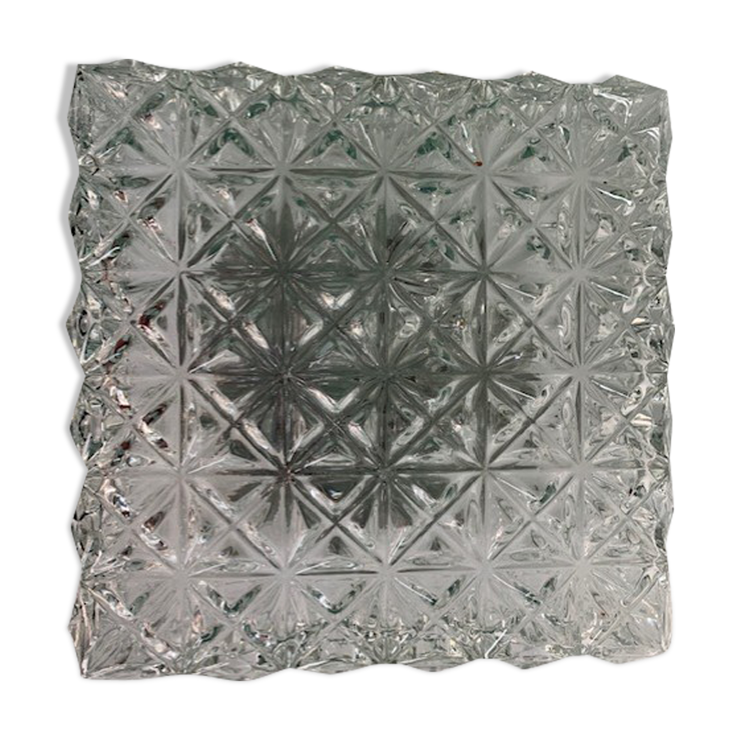 Ceiling lamp wall lamp square window in chiseled glass from the 60s and 70s