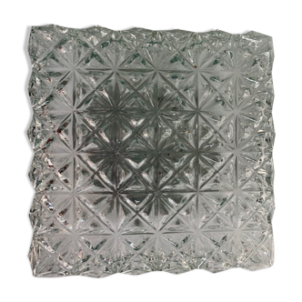 Ceiling lamp wall lamp square window in chiseled glass from the 60s and 70s