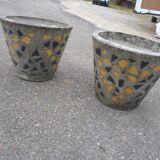 Pair of cement basins and tiles from the 50s