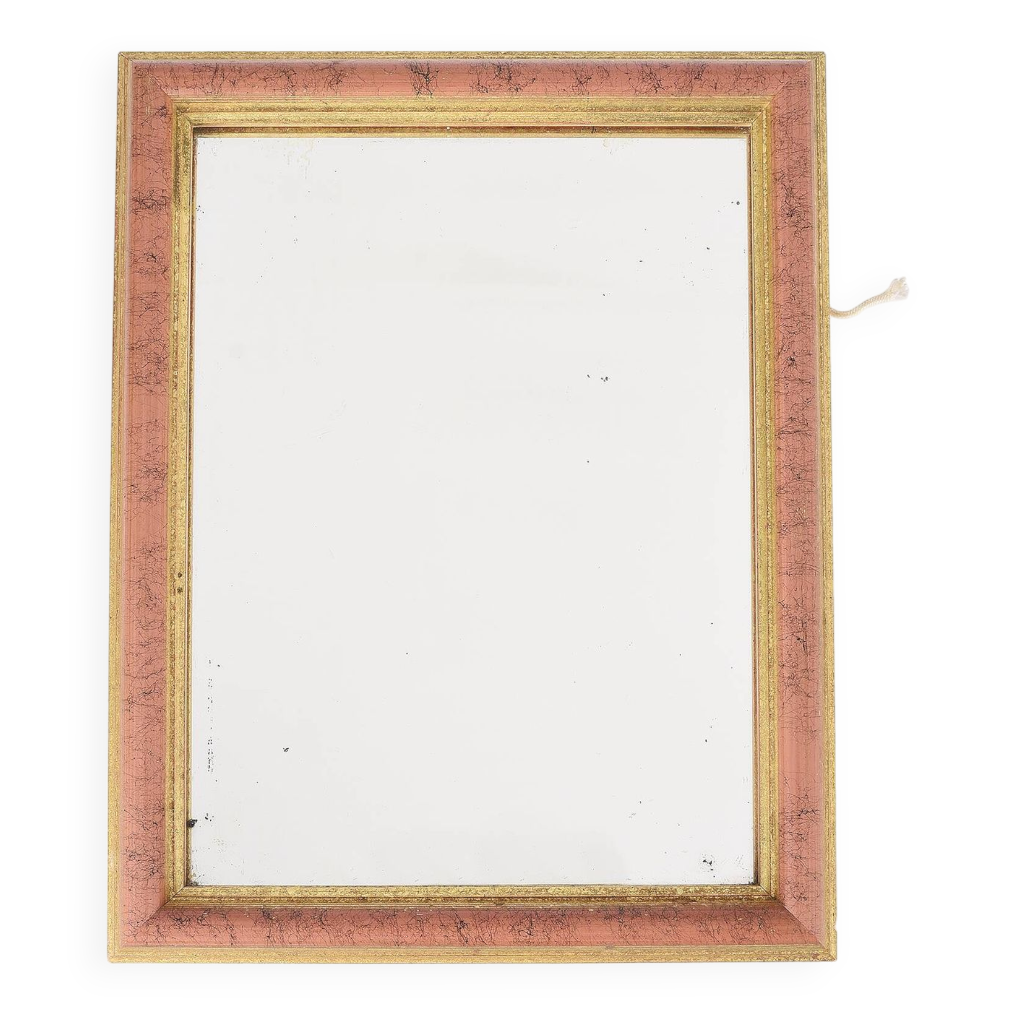 Old wooden mirror, gold, pink tint