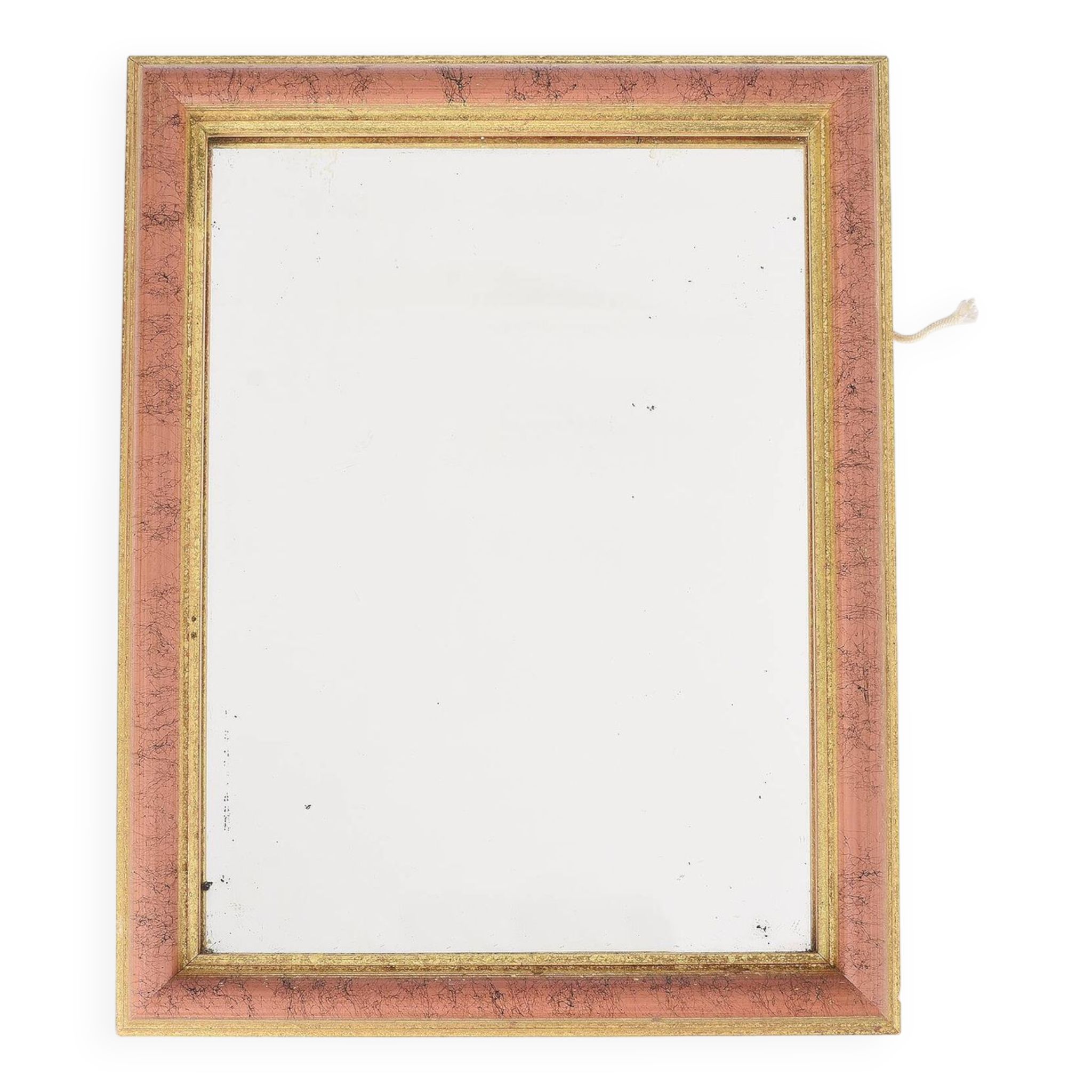 Old wooden mirror, gold, pink tint