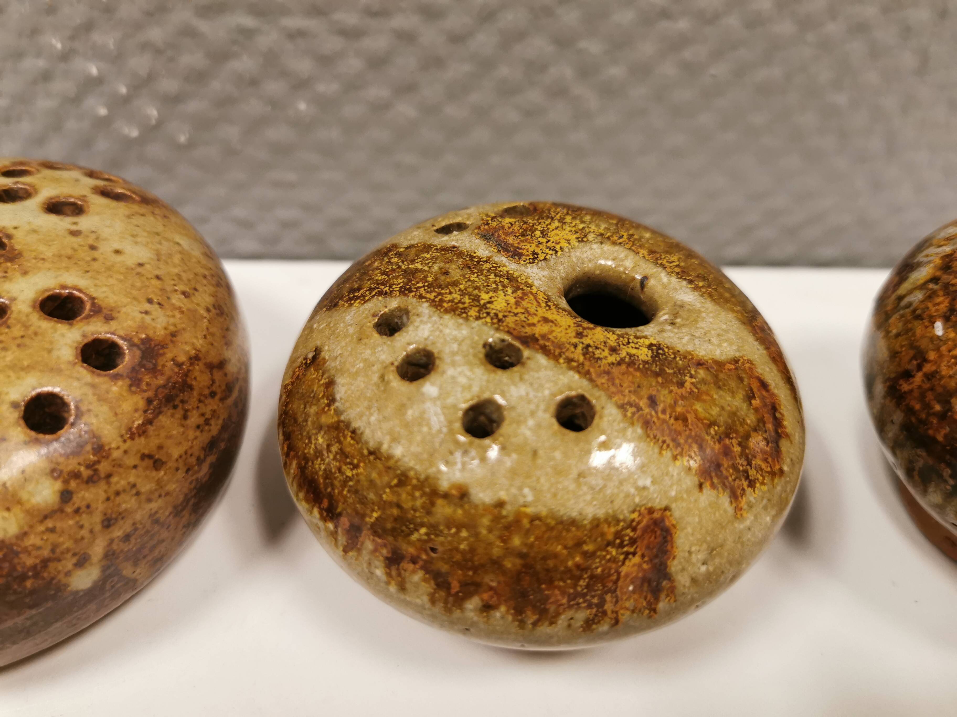 Three pierced vases (in Denmark we call them Mushroom vases)