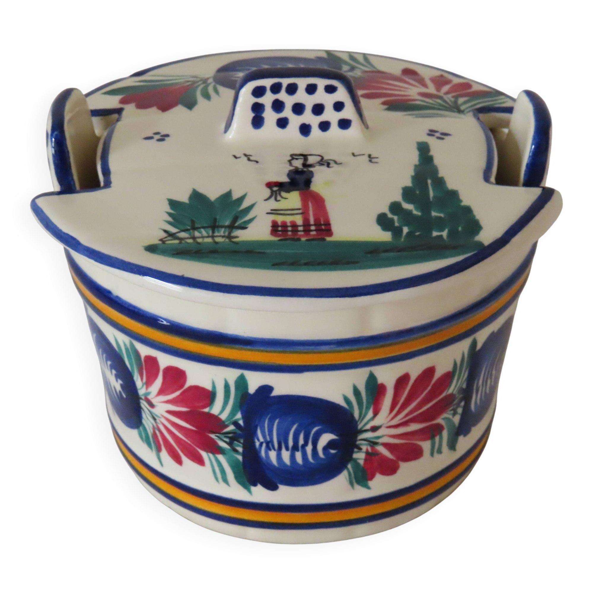 Butter dish, HB Henriot earthenware, Quimper
