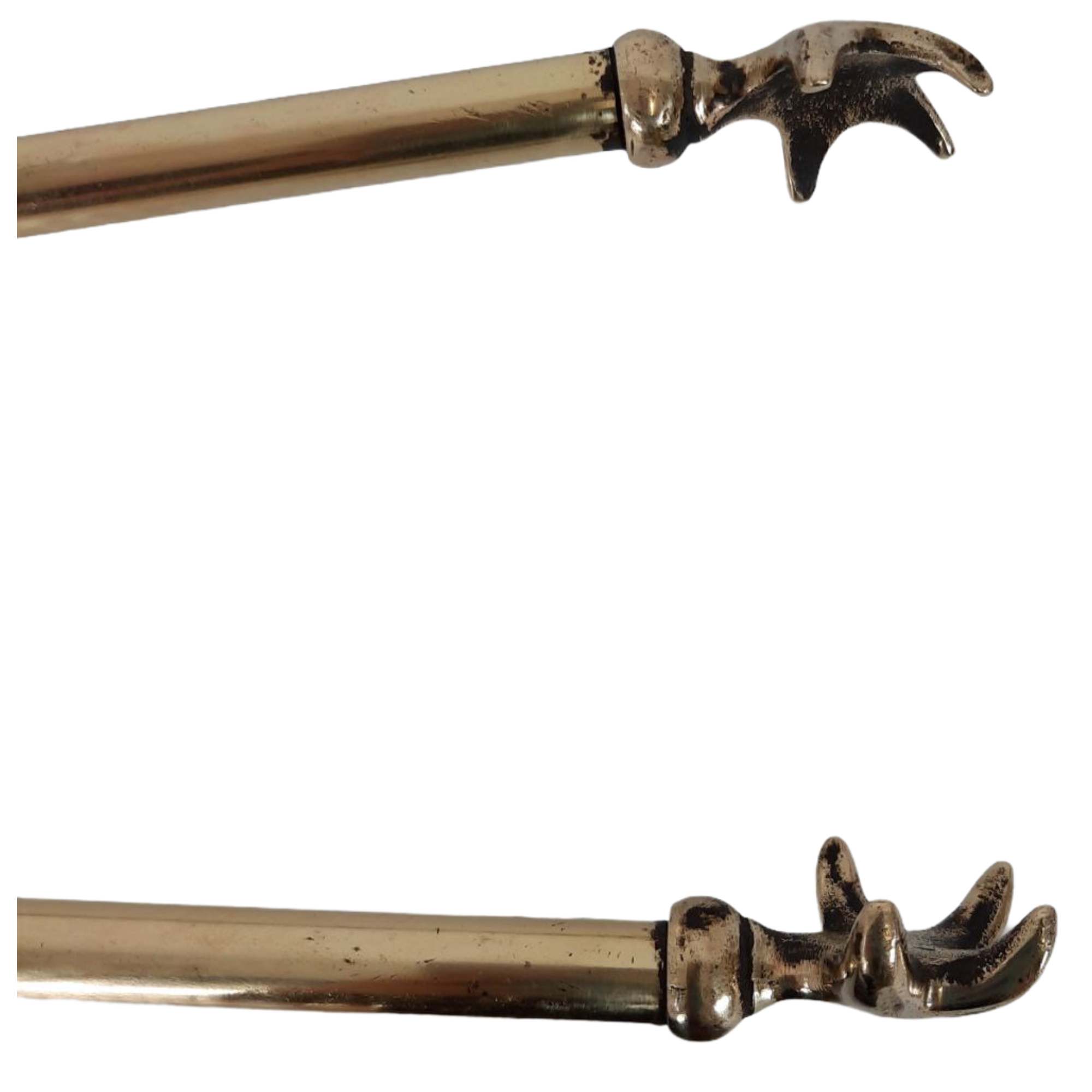 Tool set, brass fireplace accessories, vintage