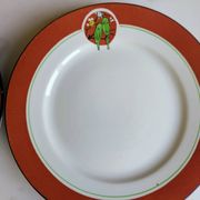 Art Deco dessert plates Henri Delcourt / Boulogne sur Mer / parakeet