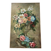 Oil on canvas with a bouquet