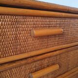 Vintage rattan chest of drawers 4 drawers