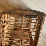 Large basket, rattan basket, old wicker linen basket