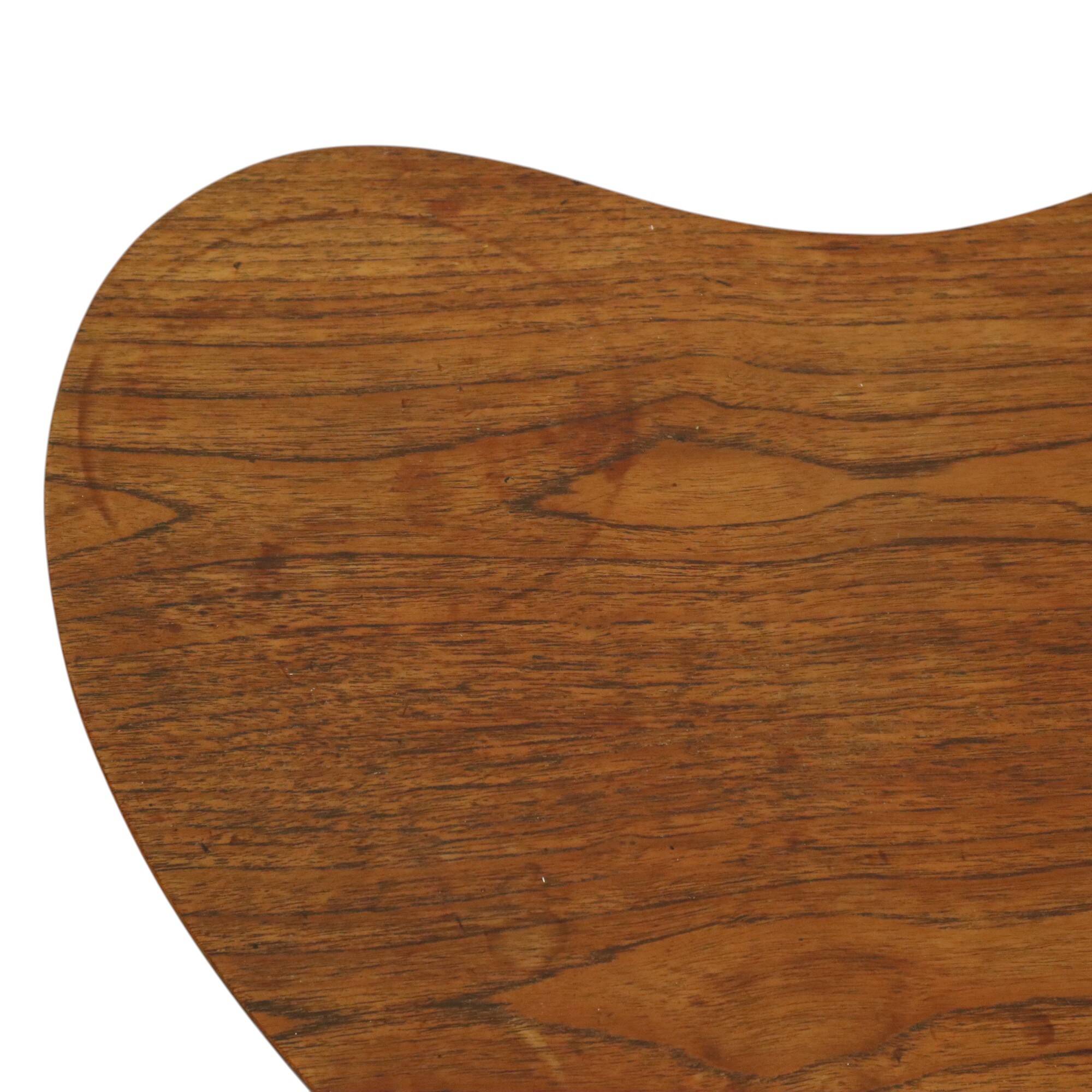 Solid Wood Kidney-Shaped Coffee Table Side Table 1960s