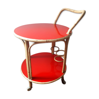Bamboo and formica wheels serving table