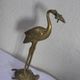 Heron in brass on the back of a turtle, press paper, vintage 1970