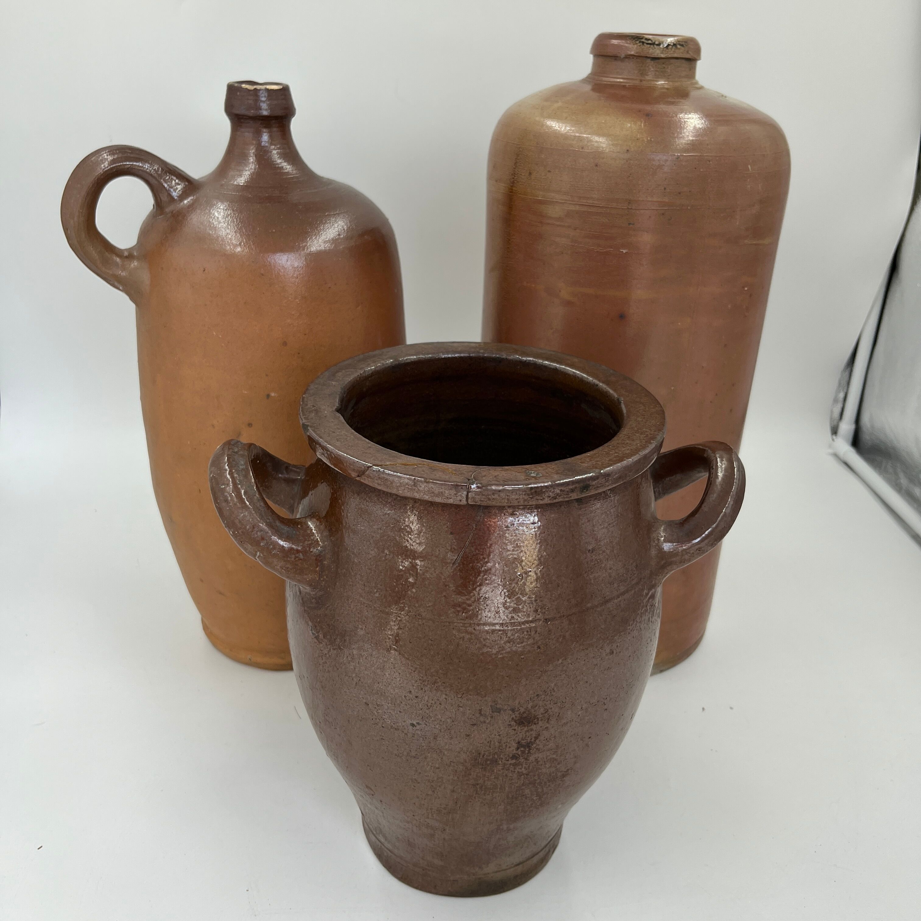 Set of 3 brown terracotta basins