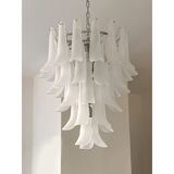 Lustre en cascade en verre de murano givré « selle »