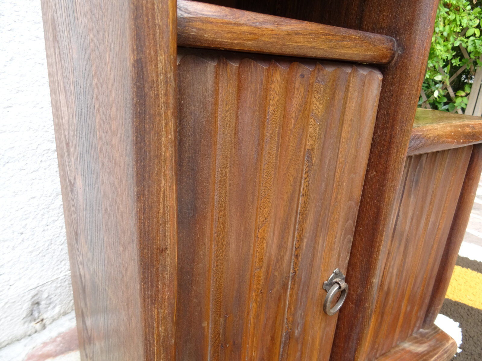 Asymmetrical brutalist furniture in solid elm