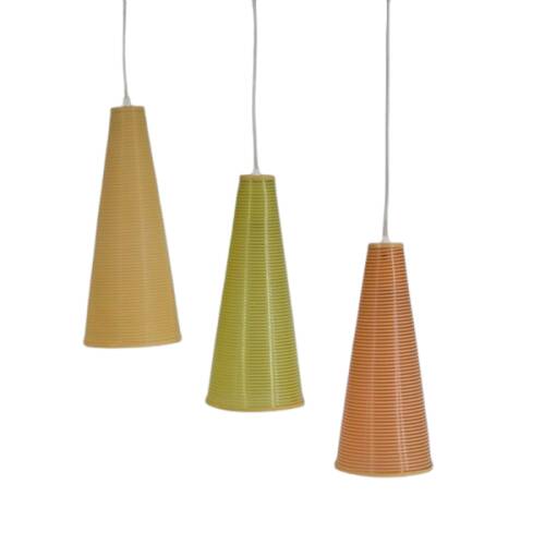 Set of 3 Rhodoid Rotaflex pendants, 1950