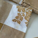 Vintage tablecloth and 8 napkins – caramel and golden mustard tones