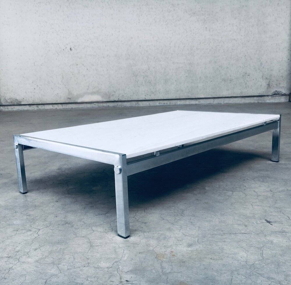 Postmodern Italian Carrara Marble Low Coffee Table, 1970s