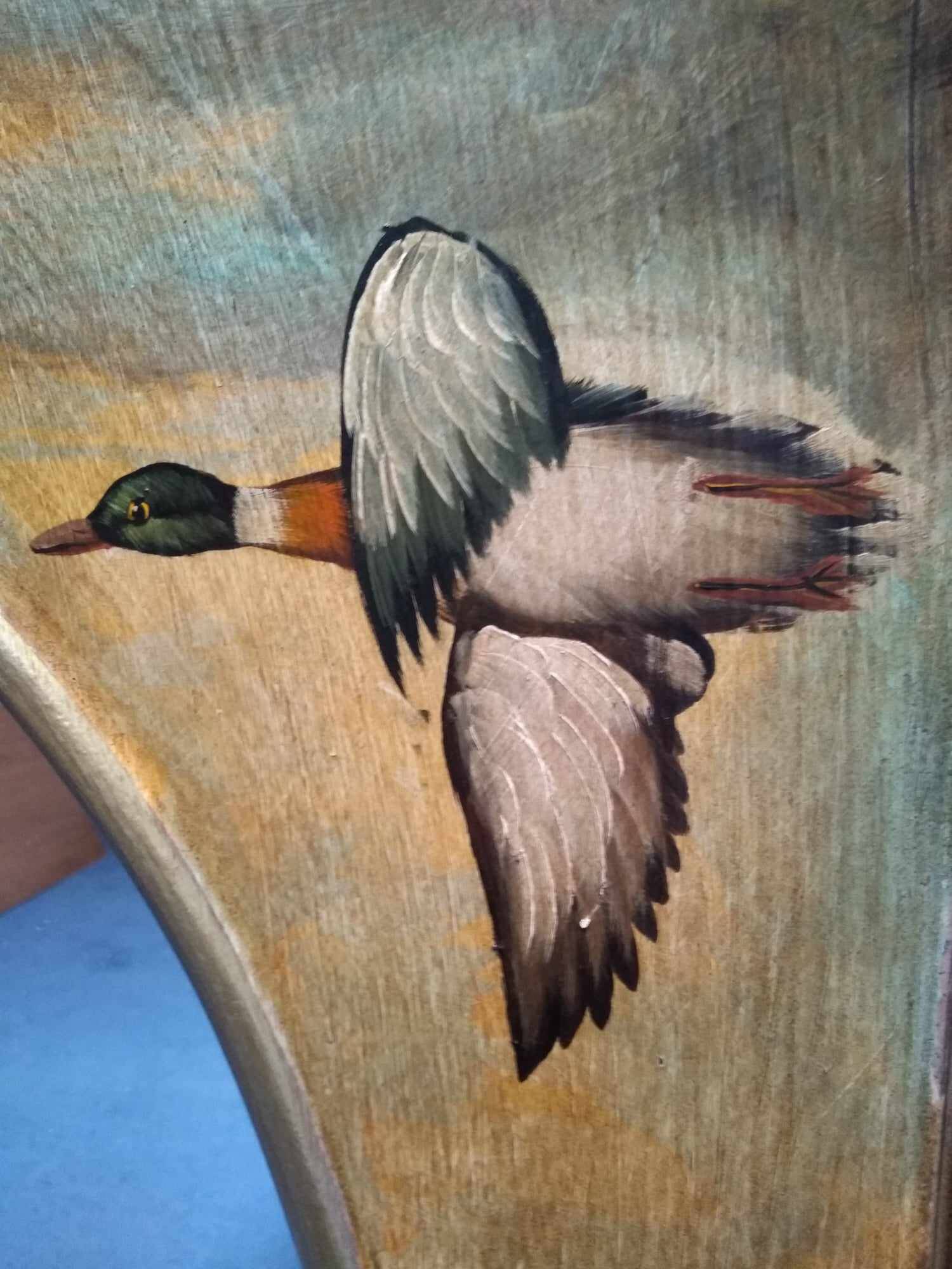 Oval mirror in duck pattern frame