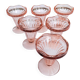Suite of 6 pink glass ice cream bowls 70s/80s