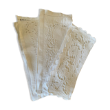 Set of 3 embroidered and openwork seviettes door