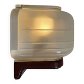 Glass and wood wall sconce light