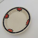 old vintage soap holder Art Deco earthenware wolf mill toledo color white, red and black