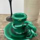 Vallauris candle holder in vintage green ceramic 1970