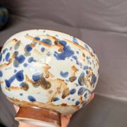 Ancient Bowl Tea Chawan Japan Mingei Ceramic Blue Brown