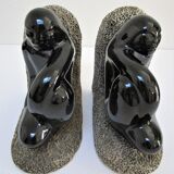 Pair of sculptural ceramic bookends design 70s
