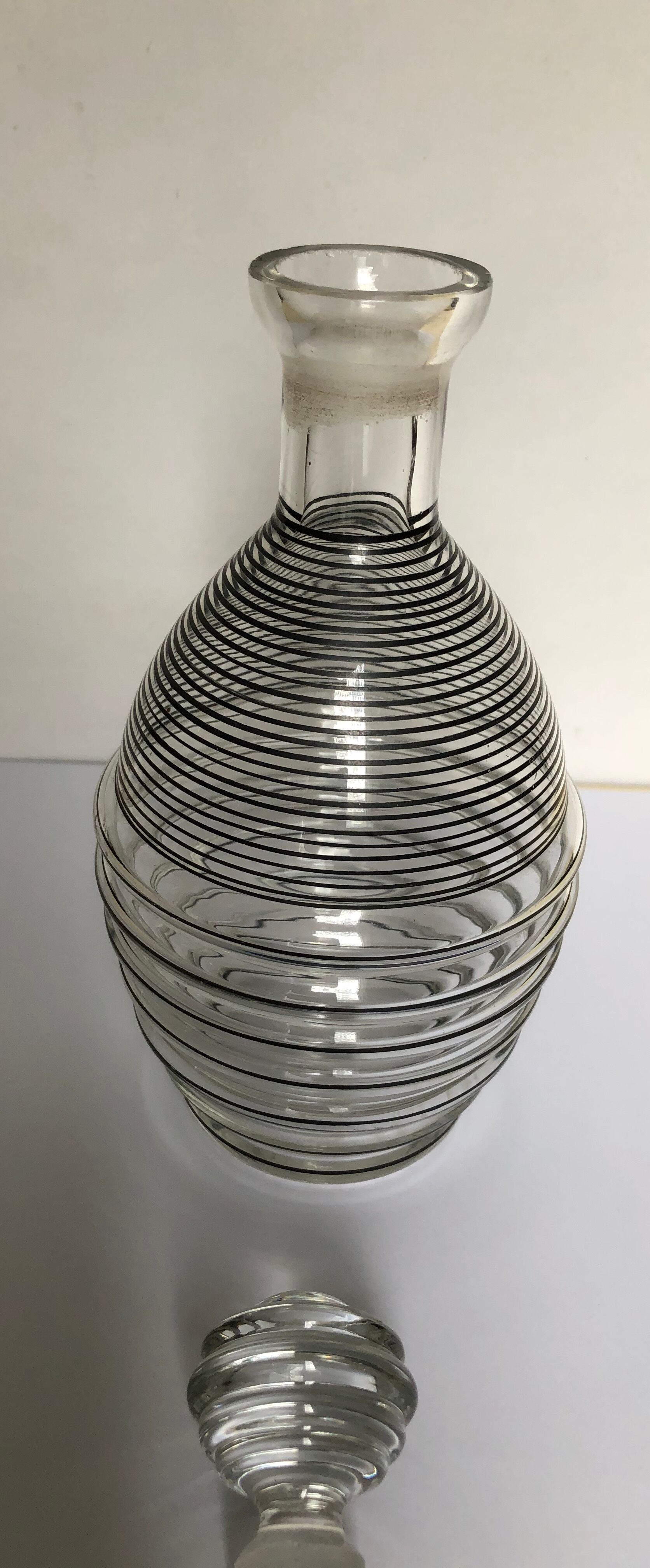 Streaked glass carafe