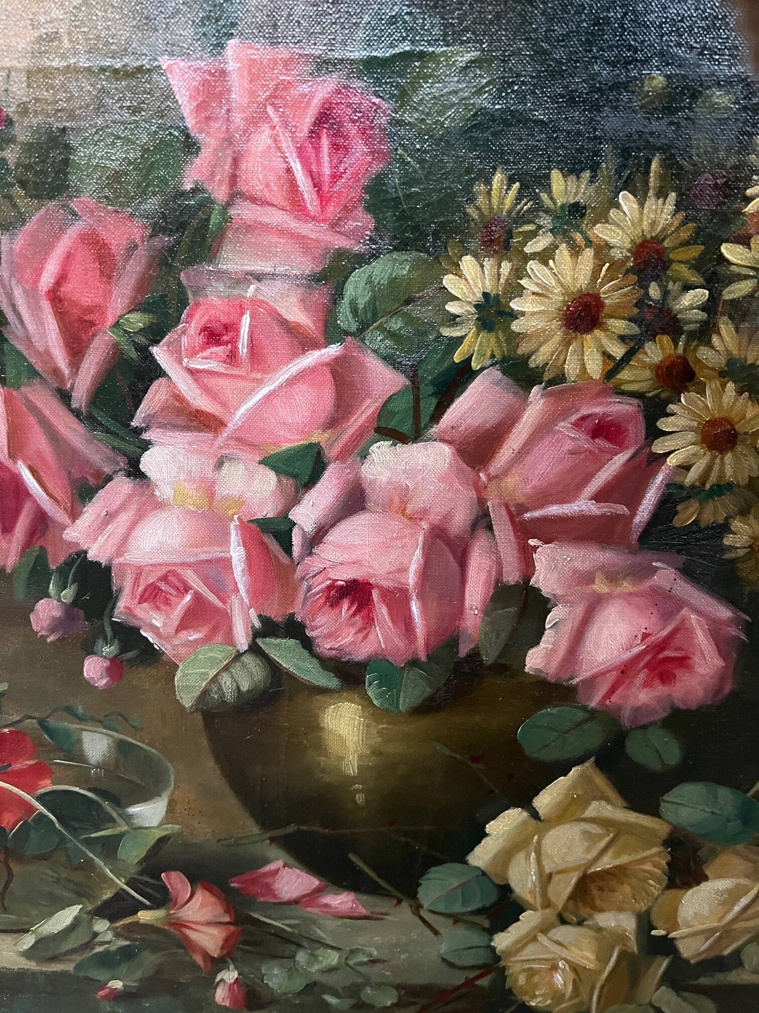 Jan van Steensel, still life with roses. Beautiful frame.
