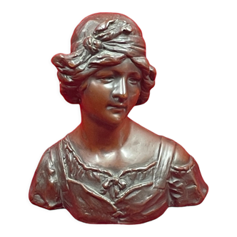 Buste de jeune femme époque 1900 du sculpteur belge gustave van vaerenbergh