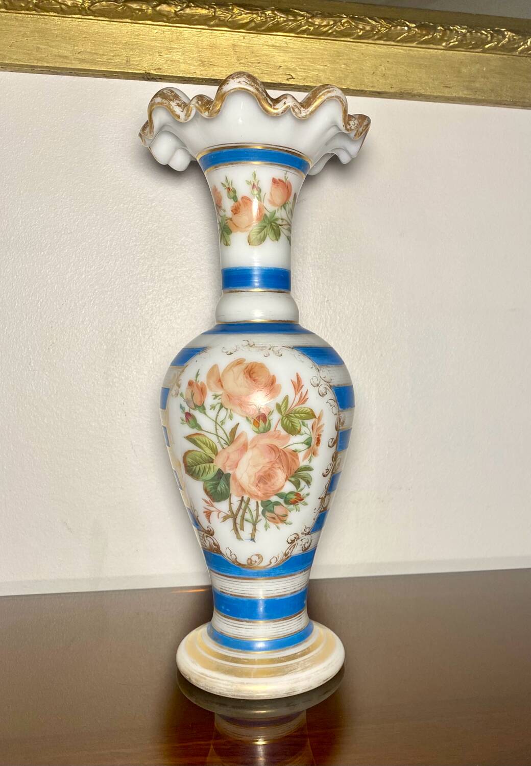 Jean-françois robert baccarat vase opaline peint main