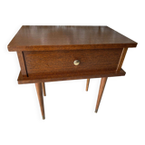 60s bedside table varnished wood compass feet