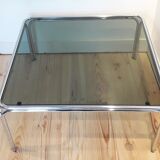 Table low metal and smoked glass