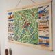 Soviet vintage poster-map of Moscow-geography
