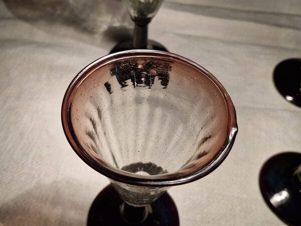 Vintage 8 Verres soufflés, bullés  Biot  - Vin & Eau