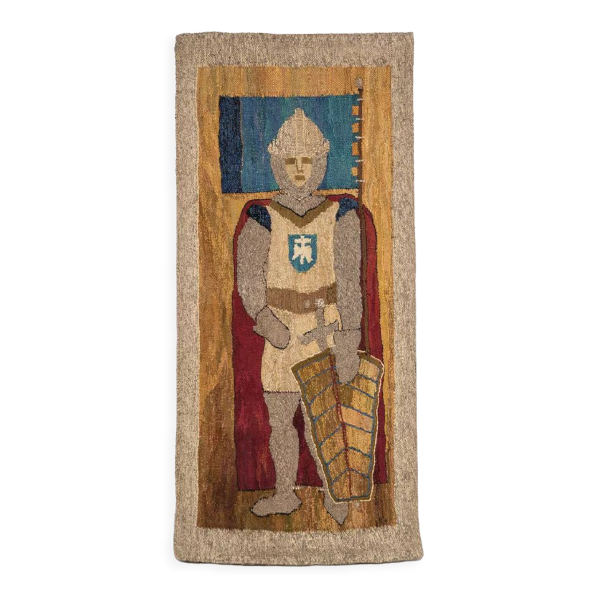 Mid-century norman knight wool wall hanging