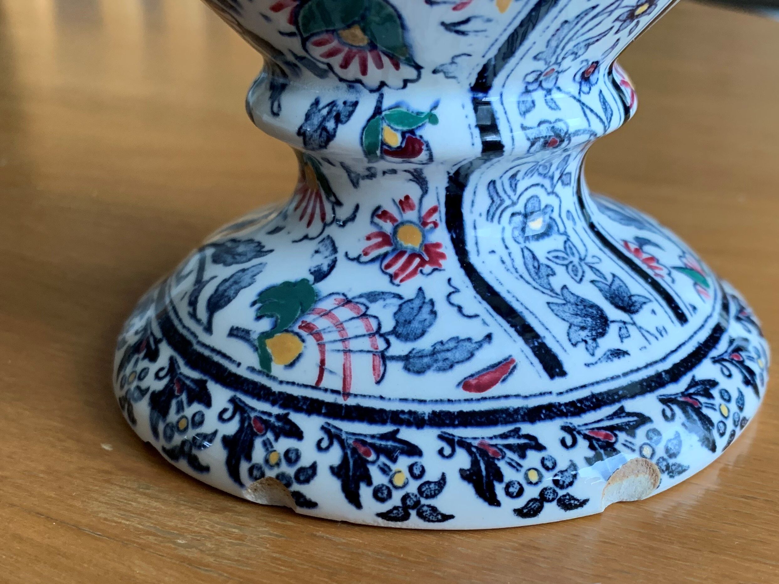 Ancient amphora vase in Gien earthenware – cashmere decoration