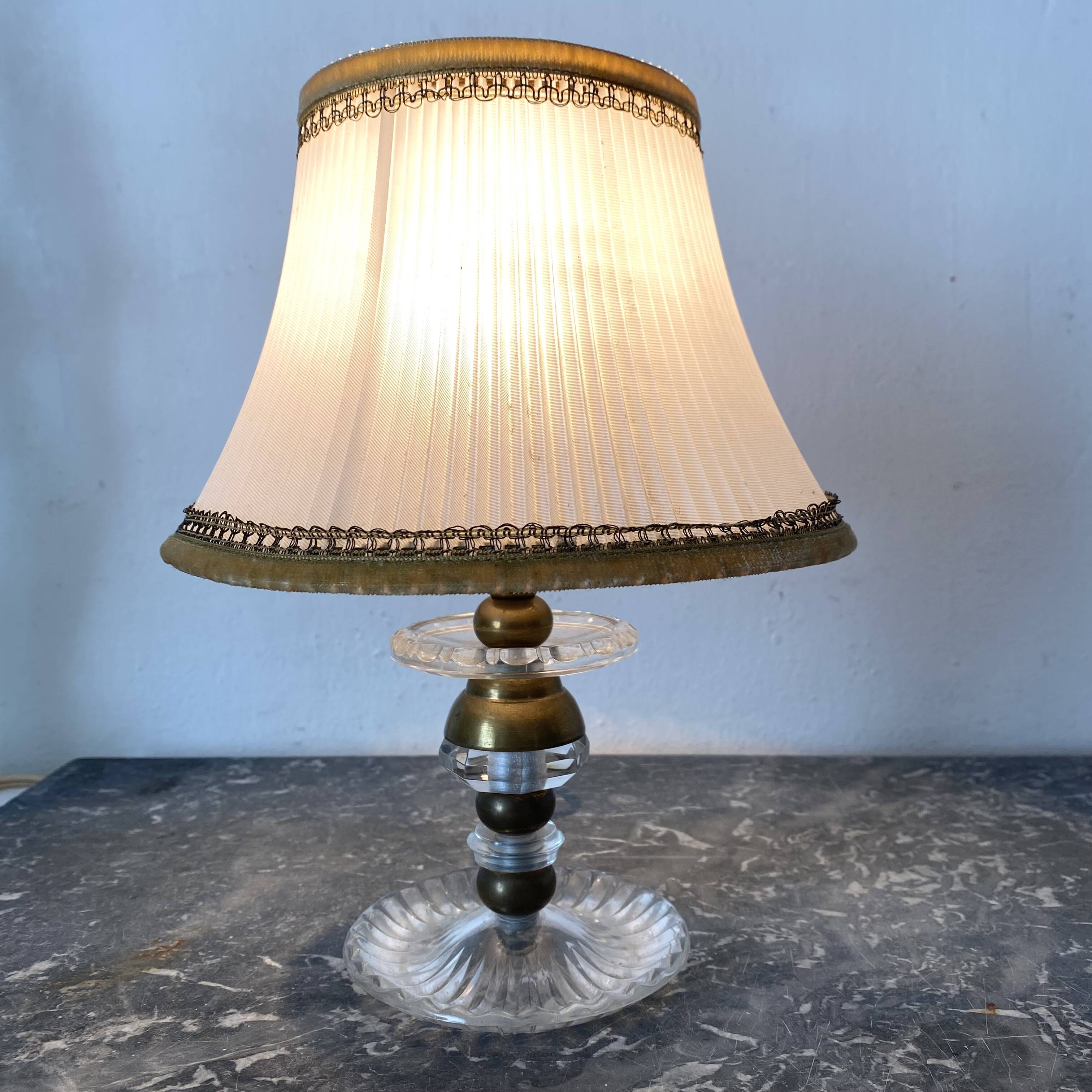 Vintage bedside lamp, pleated lampshade