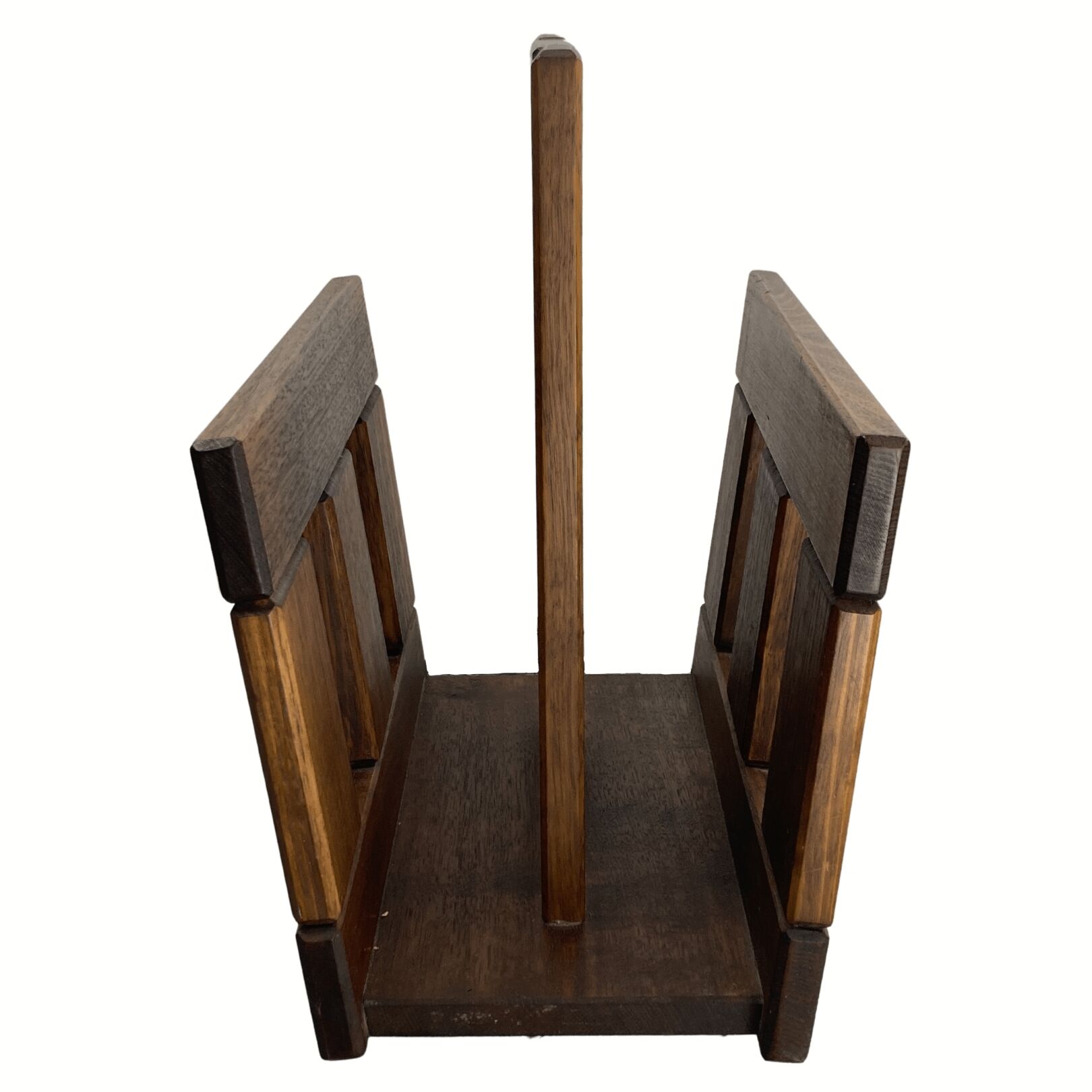 Midcentury brutalist oak magazine rack or holder, Dutch ca 1960s