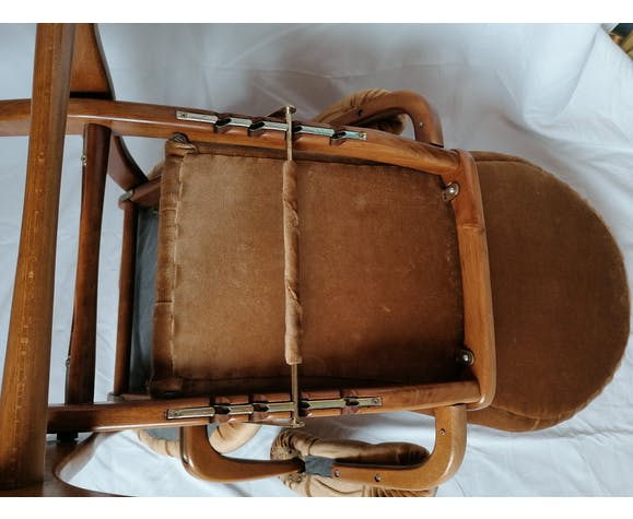 Fauteuil velours capitonné vintage