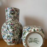 Luneville earthenware pot vases with flower pattern