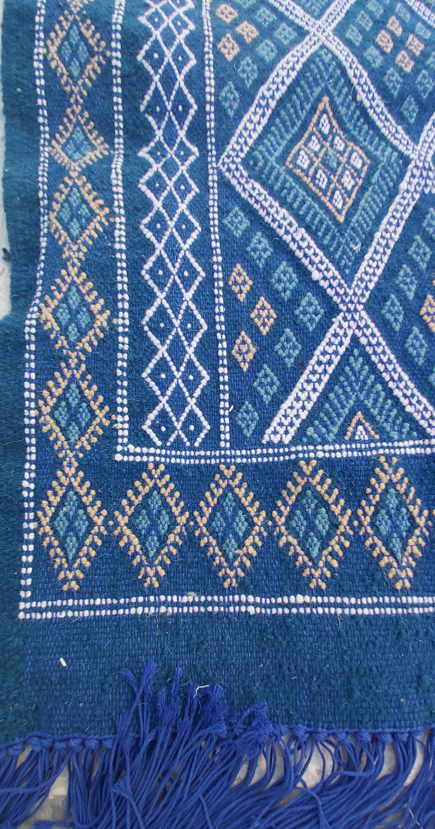 Tapis kilim bleu fait main berbère traditionnel - 200x120cm