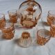 Rosaline carafe liqueur service and 12 glasses salmon pink