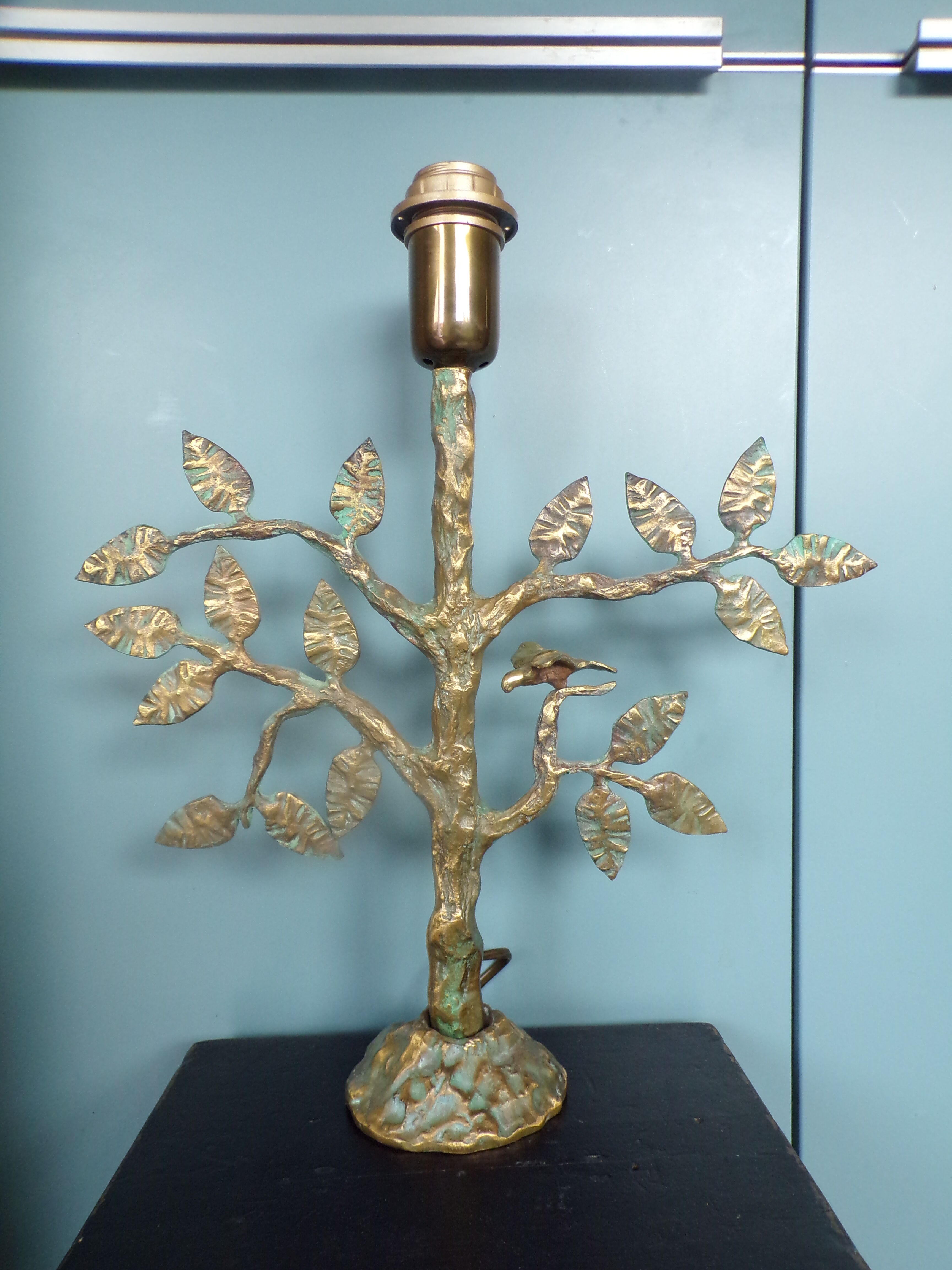Brutalist bronze tree lamp